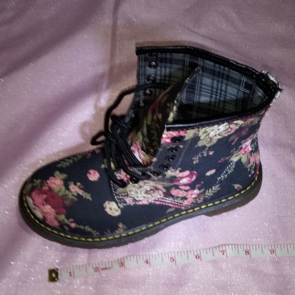 Fashion Binghui Lace Up Combat Boots Floral - Picture 5 of 8